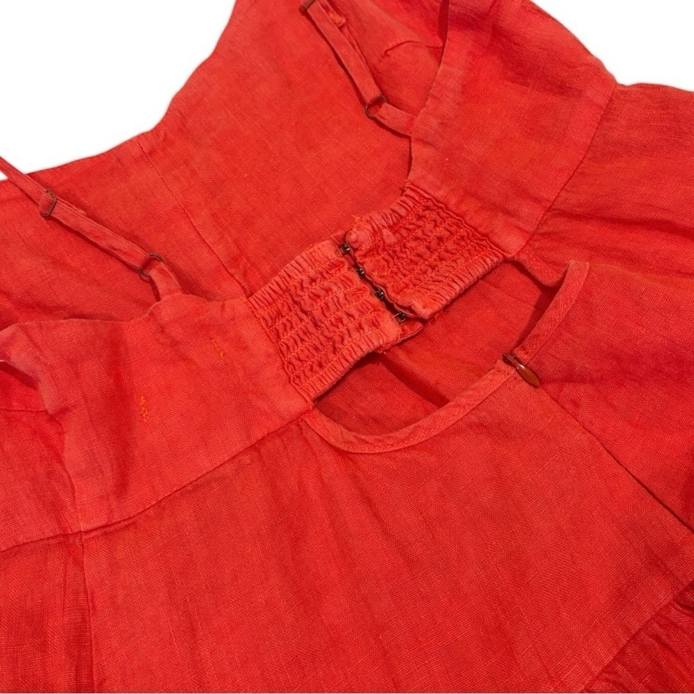 Honorine Red Linen Tiered Mini Dress Large Spaghetti Strap Summer Sundress Nwt — image 6 of 8